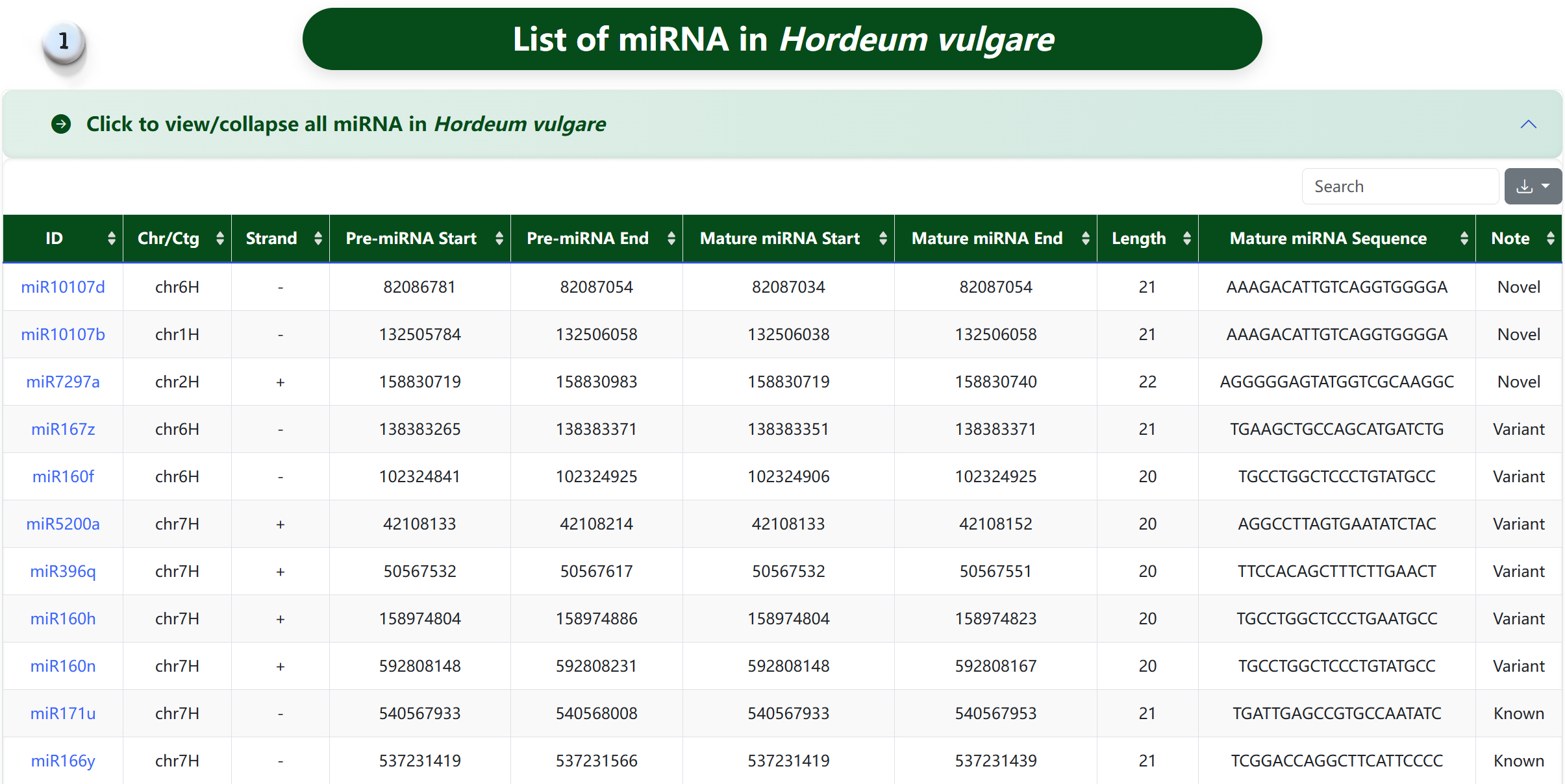 miRNA Search 1